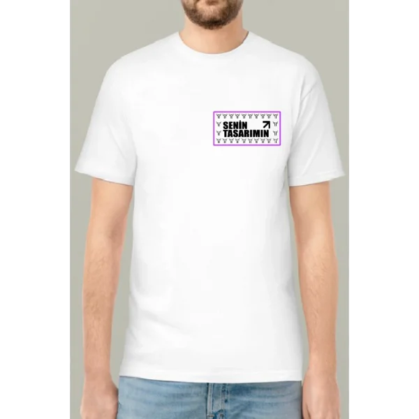 24/1 Düz Ön Arka Sizin Tasarımınız Oversize T-shirt - Beyaz