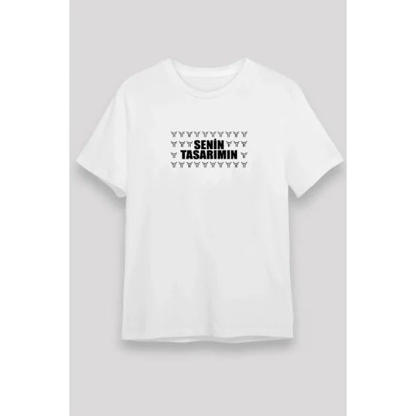 24/1 Düz Ön Sizin Tasarımınız Oversize T-shirt - Beyaz