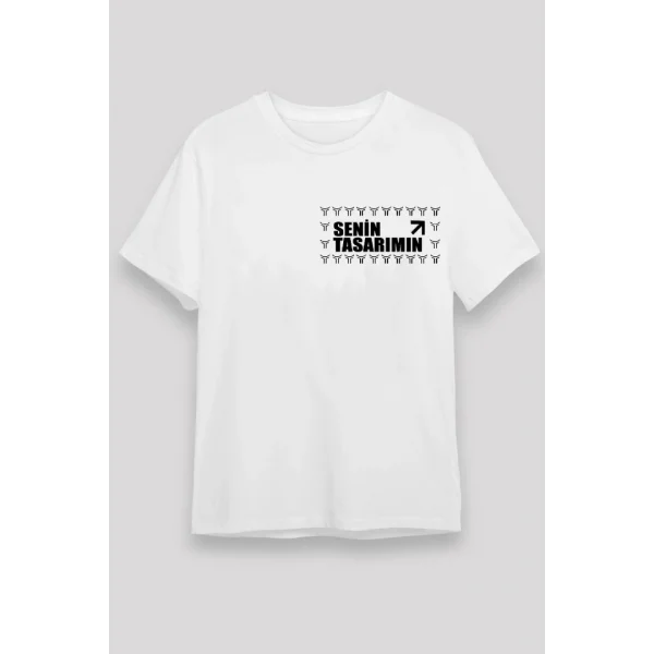 24/1 Düz Ön Sizin Tasarımınız Oversize T-shirt - Beyaz