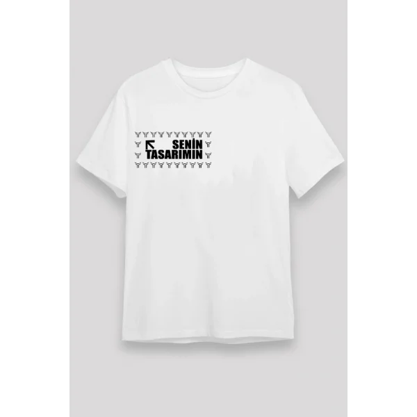 24/1 Düz Ön Sizin Tasarımınız Oversize T-shirt - Beyaz