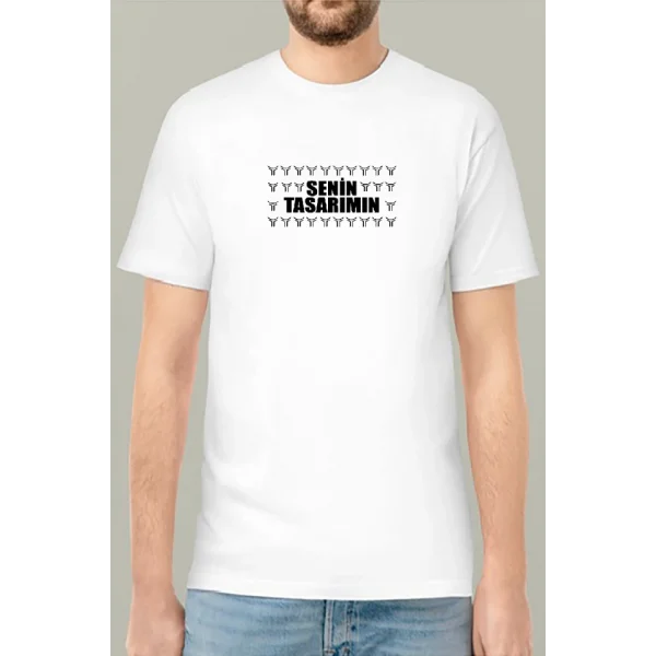 24/1 Düz Ön Sizin Tasarımınız Oversize T-shirt - Beyaz