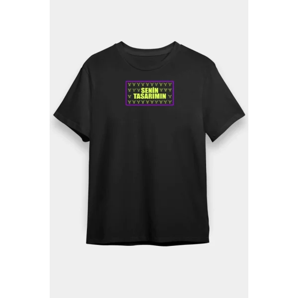 24/1 Düz Ön Sizin Tasarımınız Oversize T-shirt - Siyah