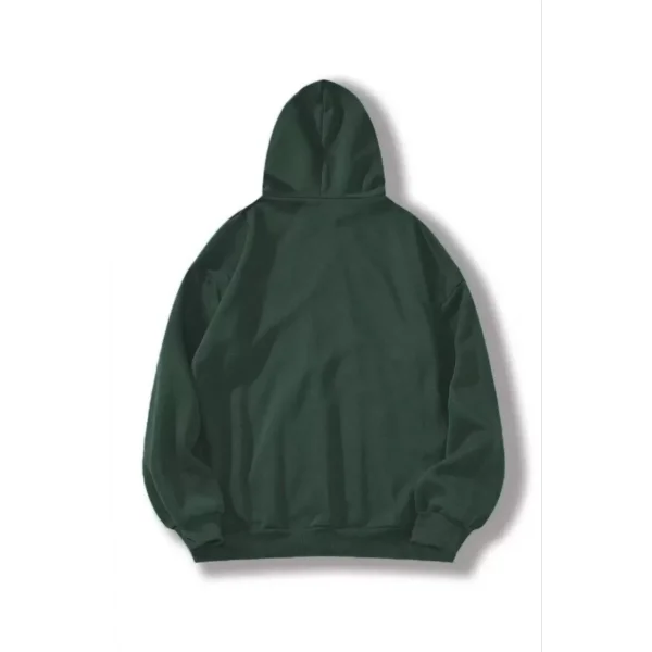 3 İplik Pamuklu Unisex Kapşonlu Sweetshirt - Haki