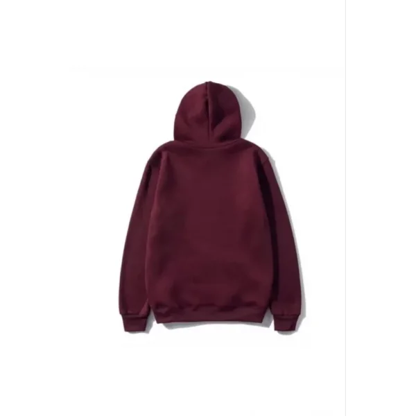 3 İplik Pamuklu Unisex Kapşonlu weetshirt  Bordo