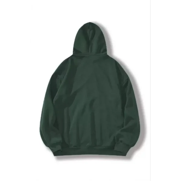 3 İplik Pamuklu Unisex Kapşonlu weetshirt  Haki