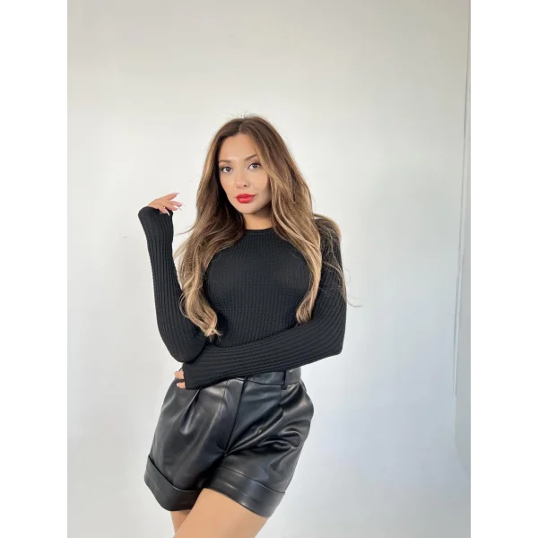 3062 SAĞ ÖRGÜ KAZAK-SİYAH