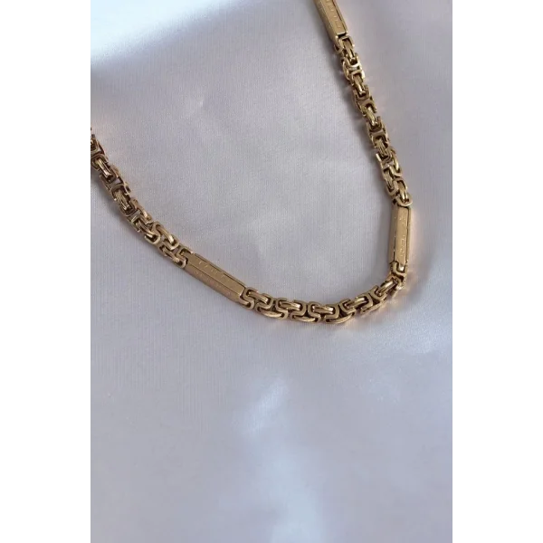 316L Çelik Gold Renk Kral Zincir Renk İşleme Detay Erkek Kolye