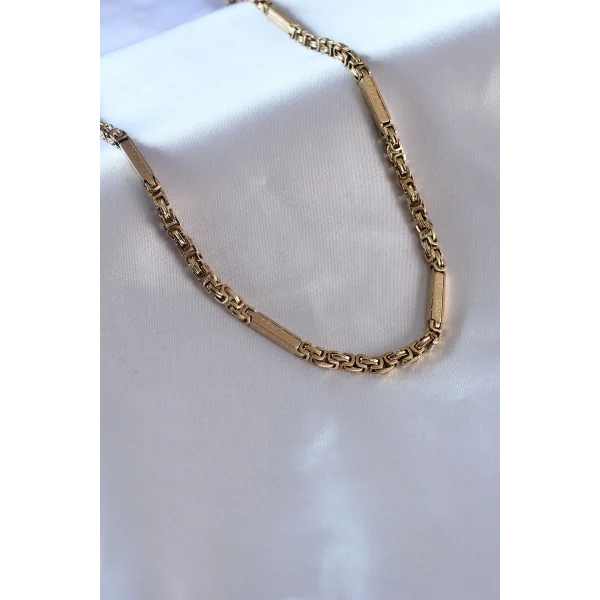 316L Çelik Gold Renk Kral Zincir Renk İşleme Detay Erkek Kolye