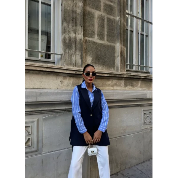 330 Gr Poly Viscose Astarli Yirtmaçli Uzun Yelek