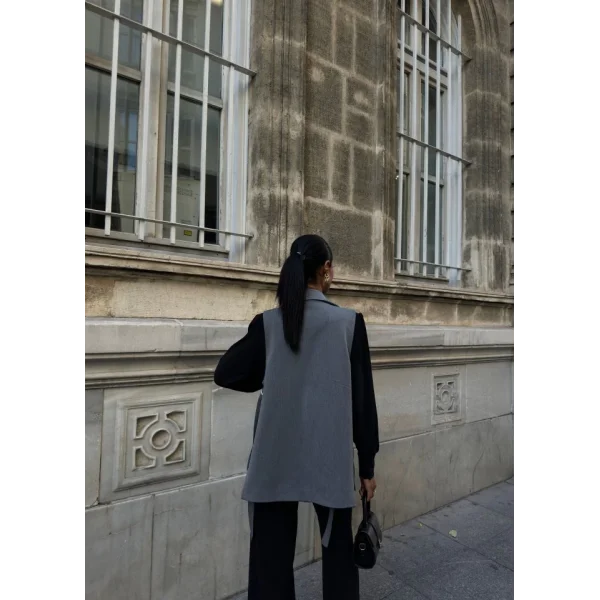 330 Gr Poly Viscose Astarli Yirtmaçli Uzun Yelek