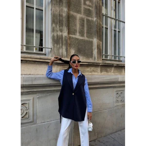 330 Gr Poly Viscose Astarli Yirtmaçli Uzun Yelek