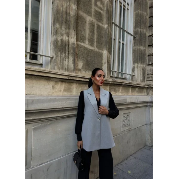 330 Gr Poly Viscose Astarli Yirtmaçli Uzun Yelek