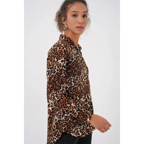 3721 Grafik Desenli Gömlek  C. Kahverengi