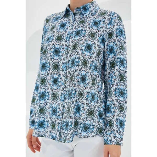 3721 Grafik Desenli Gömlek  Turkuaz