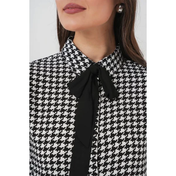 3768 Desenli Viskon Gömlek  Siyah  Beyaz