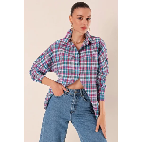 3900 Oversize Uzun Basic Gömlek  A. Kiremit