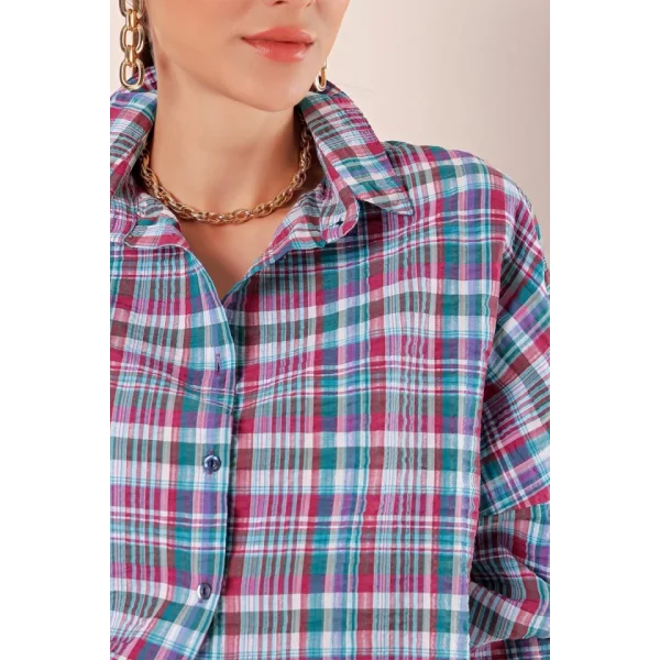 3900 Oversize Uzun Basic Gömlek  A. Kiremit