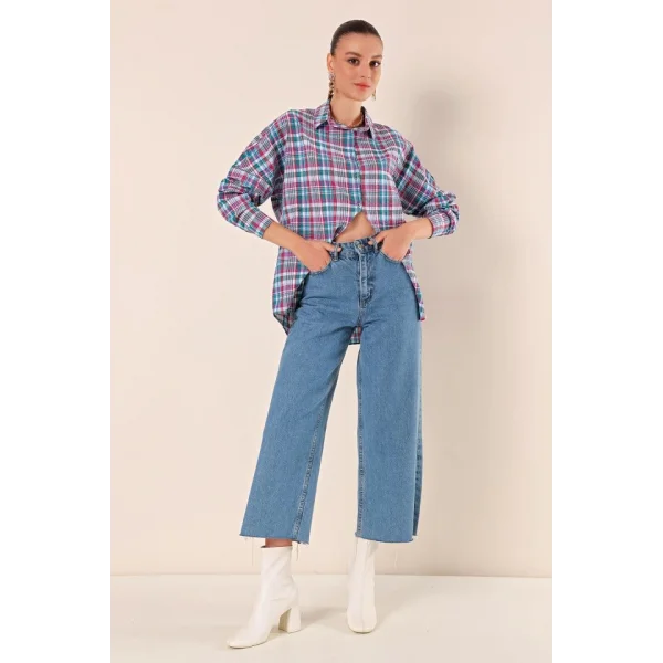 3900 Oversize Uzun Basic Gömlek  A. Kiremit