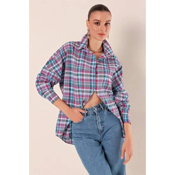 3900 Oversize Uzun Basic Gömlek  A. Kiremit