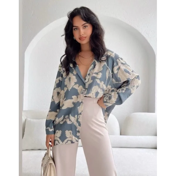 3900 Oversize Uzun Basic Gömlek  V. Antrasit