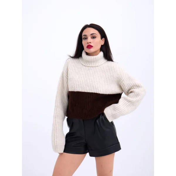 3904 TRİKO BALIKÇI ÇİZGİLİ KAZAK-KREM-KAHVE