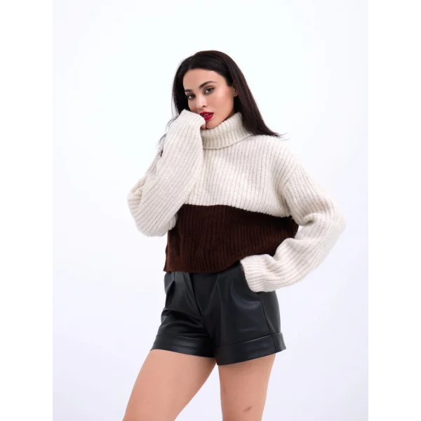 3904 TRİKO BALIKÇI ÇİZGİLİ KAZAK-KREM-KAHVE