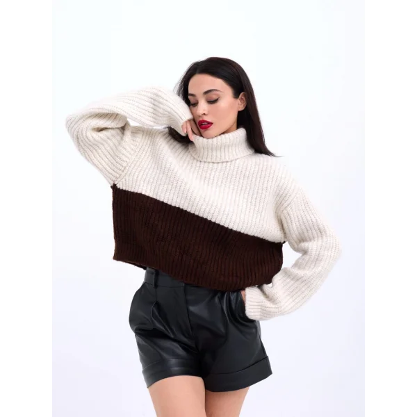 3904 TRİKO BALIKÇI ÇİZGİLİ KAZAK-KREM-KAHVE