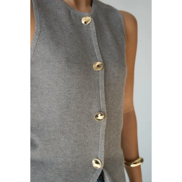 4 Düğmeli Yelek  Gri