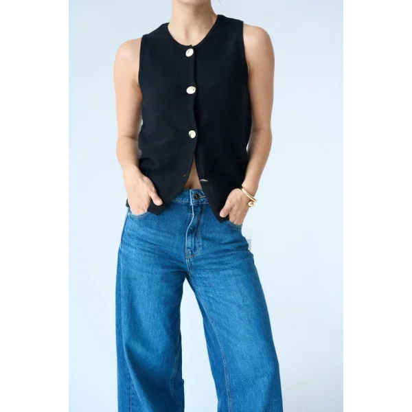 4 Düğmeli Yelek  Siyah