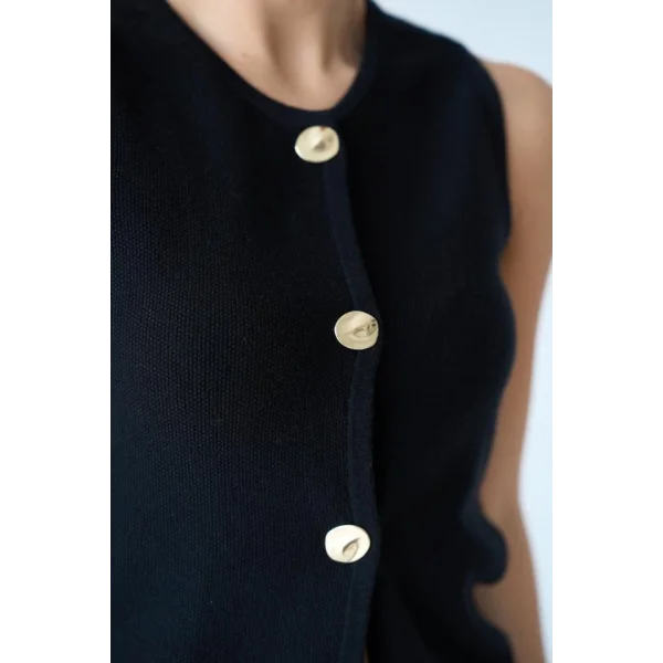 4 Düğmeli Yelek  Siyah