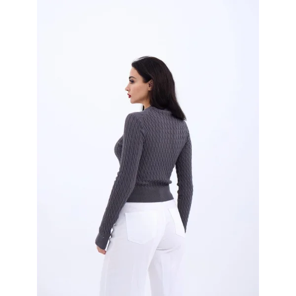 4211 TRİKO SAÇ ÖRGÜ KAZAK-ANTRASİT