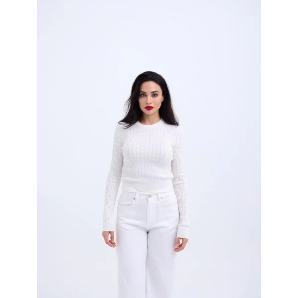 4211 TRİKO SAÇ ÖRGÜ KAZAK-EKRU