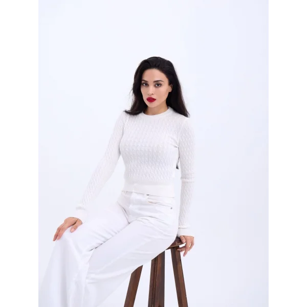 4211 TRİKO SAÇ ÖRGÜ KAZAK-EKRU