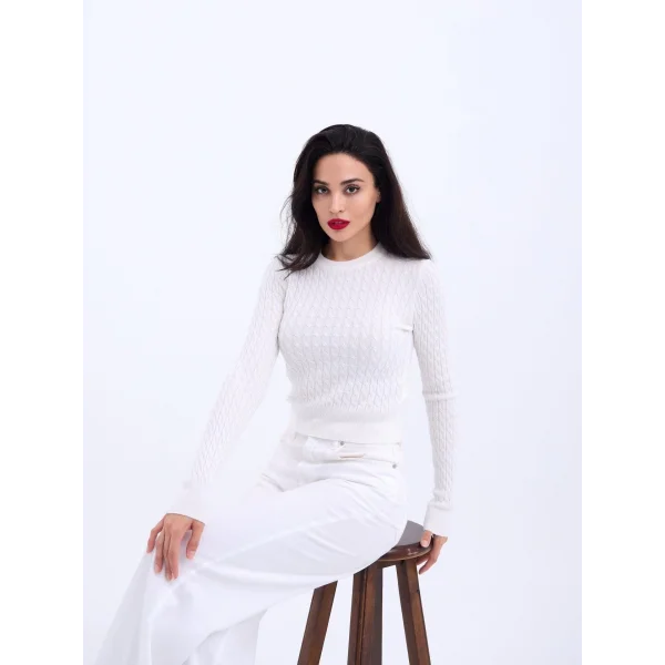 4211 TRİKO SAÇ ÖRGÜ KAZAK-EKRU