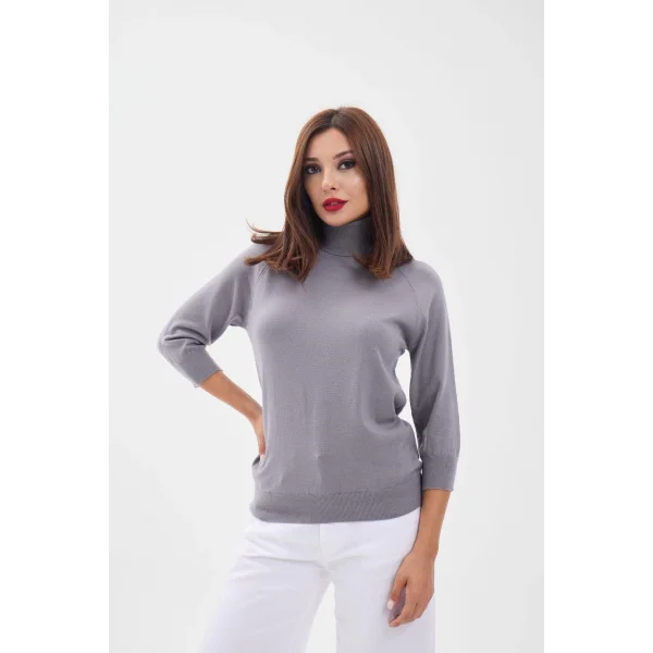 4212 TRİKO FAKİR KOL BALIKÇI KAZAK-GRİ