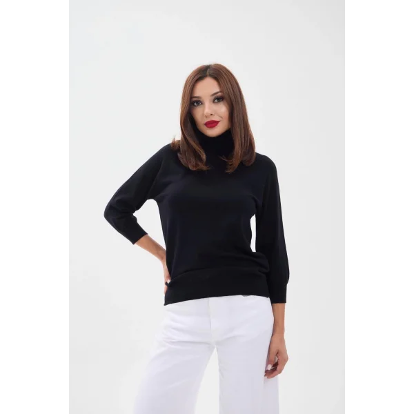 4212 TRİKO FAKİR KOL BALIKÇI KAZAK-SİYAH