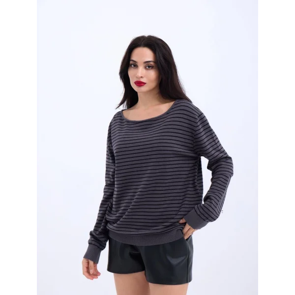 4215 TRİKO ÇİZGİLİ SALAŞ KAZAK-ANTRASİT-SİYAH