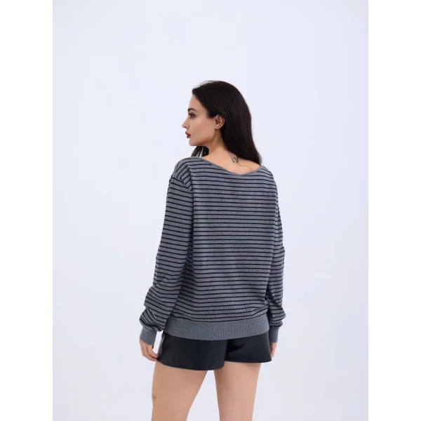 4215 TRİKO ÇİZGİLİ SALAŞ KAZAK-GRİ-SİYAH