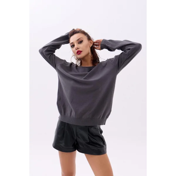 4216 TRİKO DÜZ SALAŞ KAZAK-ANTRASİT