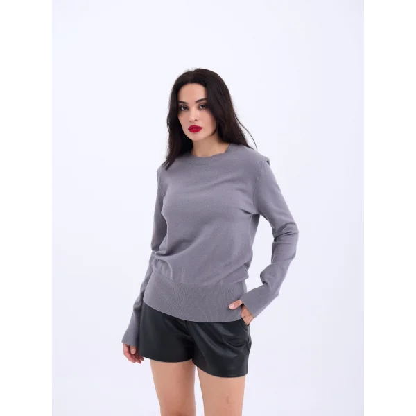 4217 TRİKO BASİC KAZAK-GRİ