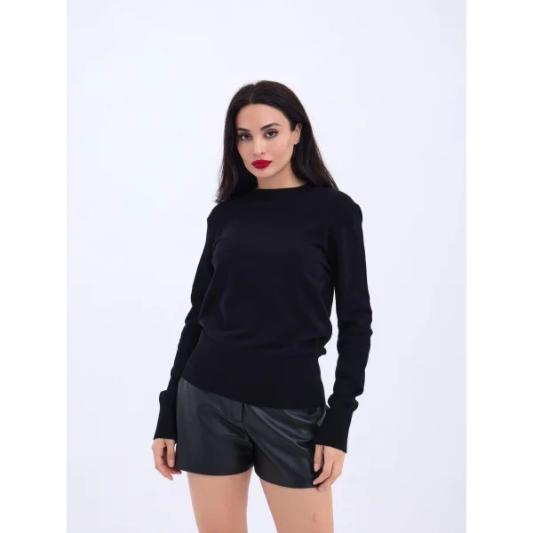 4217 TRİKO BASİC KAZAK-SİYAH