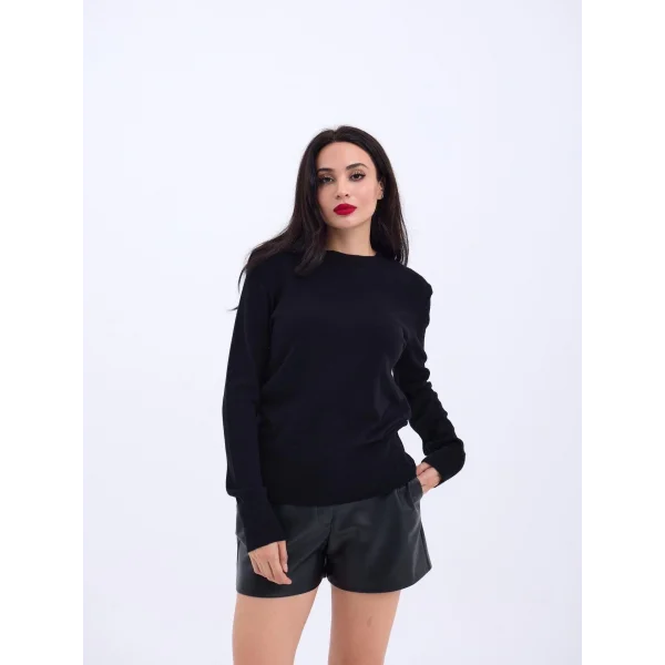 4217 TRİKO BASİC KAZAK-SİYAH