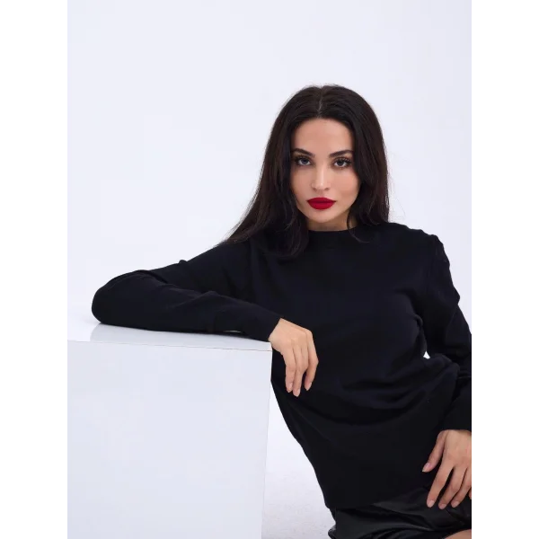 4217 TRİKO BASİC KAZAK-SİYAH