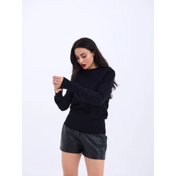 4217 TRİKO BASİC KAZAK-SİYAH