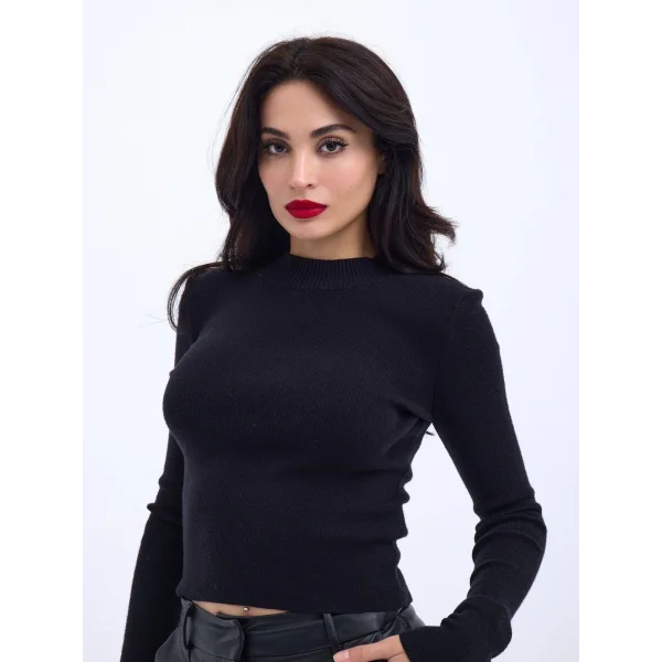 42201 TRİKO BASİC KAZAK-SİYAH