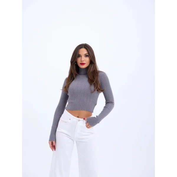 42231 TRİKO BALIKÇI KAZAK-GRİ