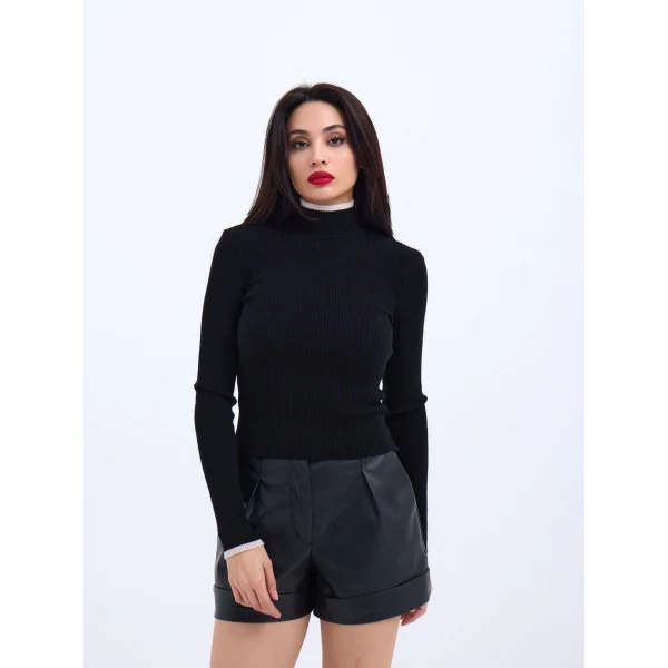 42251 TRİKO BALIKÇI FİTİLLİ KAZAK-SİYAH-EKRU