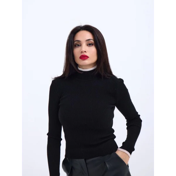 42251 TRİKO BALIKÇI FİTİLLİ KAZAK-SİYAH-EKRU