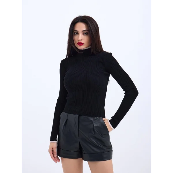 42251 TRİKO BALIKÇI FİTİLLİ KAZAK-SİYAH-EKRU