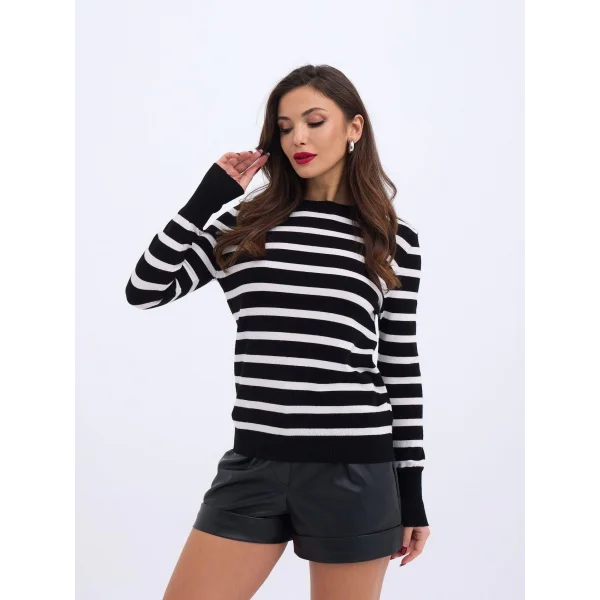 42271 TRİKO ÇİZGİLİ SALAŞ KAZAK-SİYAH-EKRU